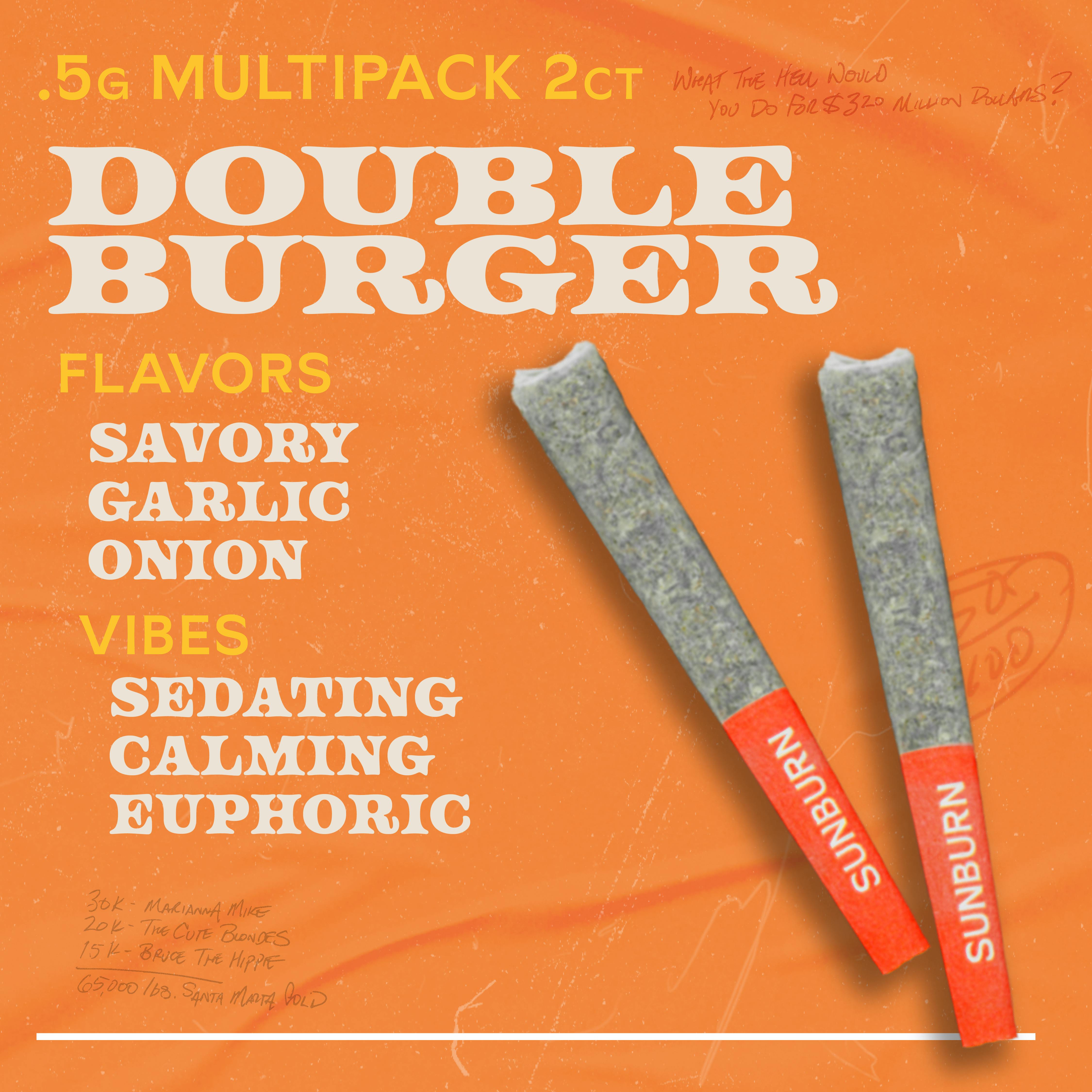 Double Burger 2ct Pre Rolls Whole Flower Indica - 