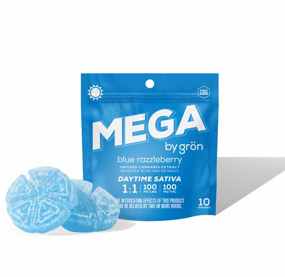 Gron - Blue Razzleberry Mega Pearl 1:1 CBG:THC - 100mg