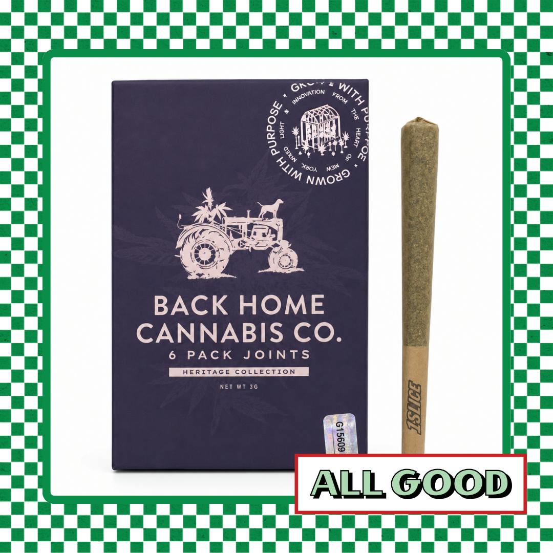 Back Home Cannabis | Gorilla Glue | 6 pack Prerolls | Hybrid | 3g
