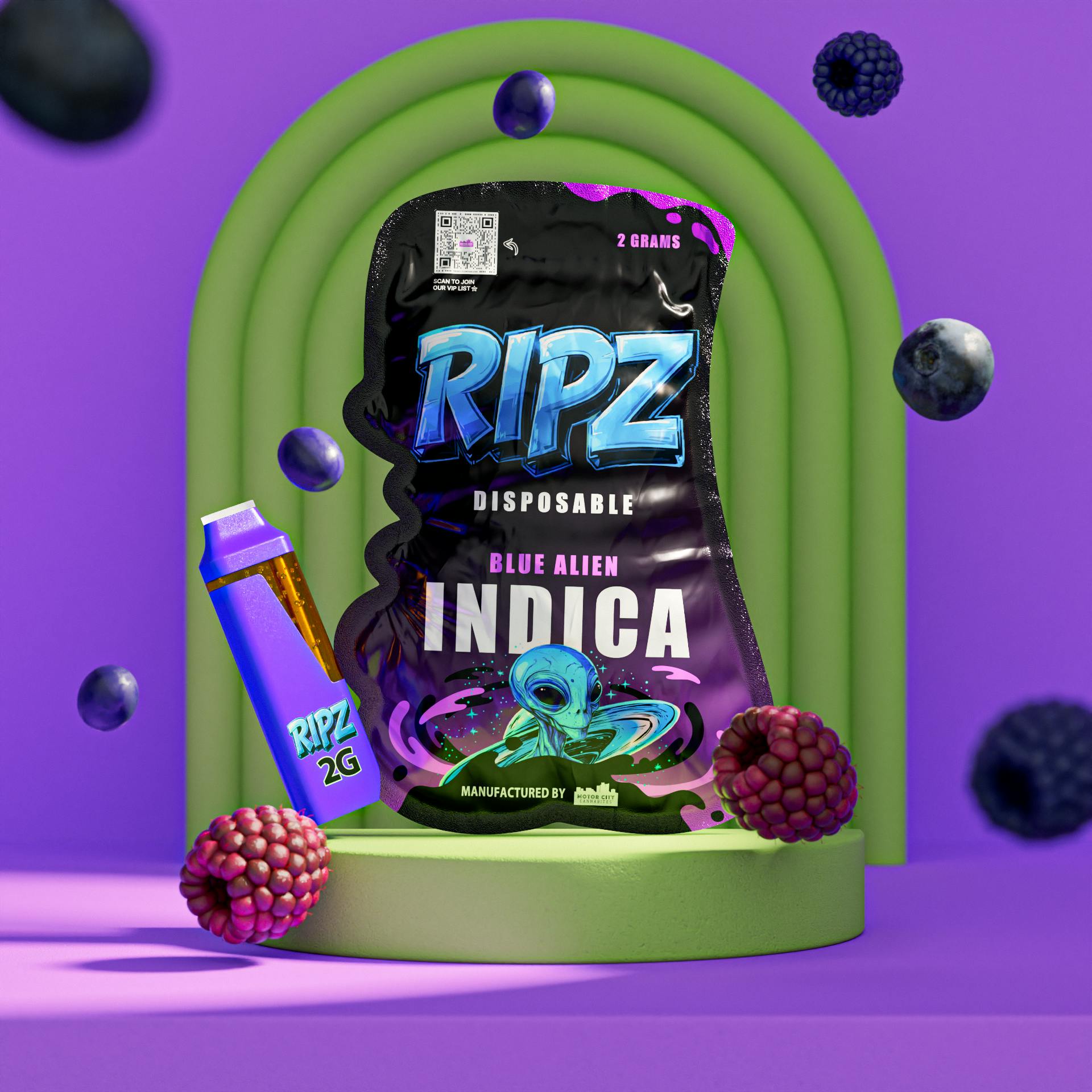 RIPZ – Blue Alien | Disposable Vape - 2g for Sale in Ironwood, MI