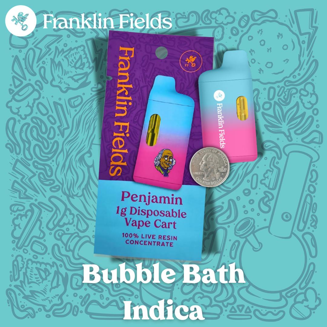 FRANKLIN FIELDS – Bubble Bath | Live Resin Disposable Vape - 1g for Sale in  Ironwood, MI