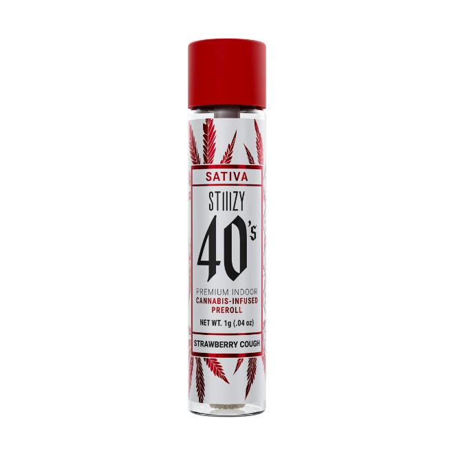 STIIIZY – 40'S | Strawberry Cough | Infused Pre-Roll - 1g - 1g for