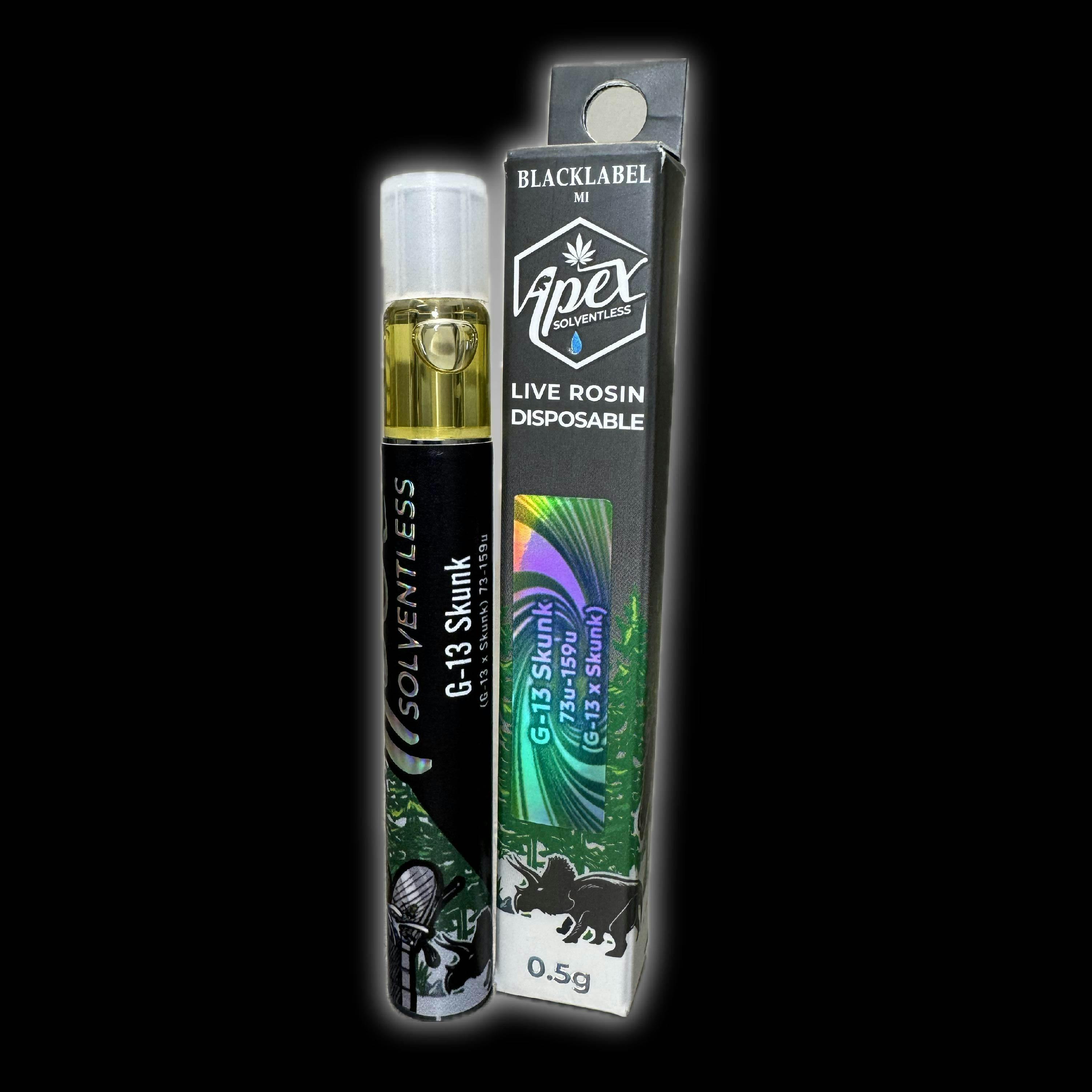 APEX SOLVENTLESS – G13 Skunk | Live Rosin Disposable Vape - 0.5g