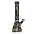 Cheech & Chong Glass 15" Tall Smoke Power To The Flower Dual Chamber Hex Beaker Base Water Pipe