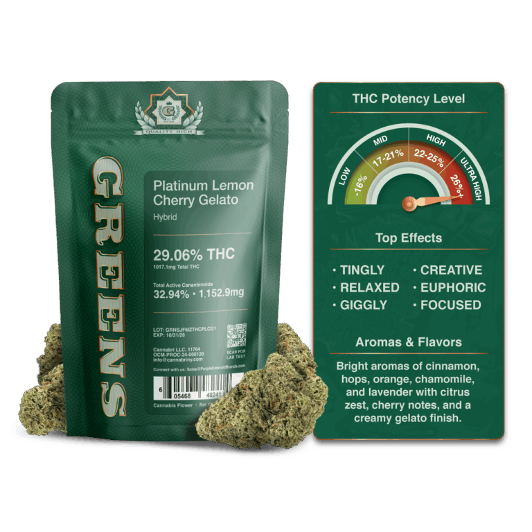 Shop Platinum Lemon Cherry Gelato (Greens) | 3.5g - 3.5g at Long