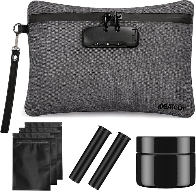 Smell Proof Stash Bag with Lock l Charcoal Gray