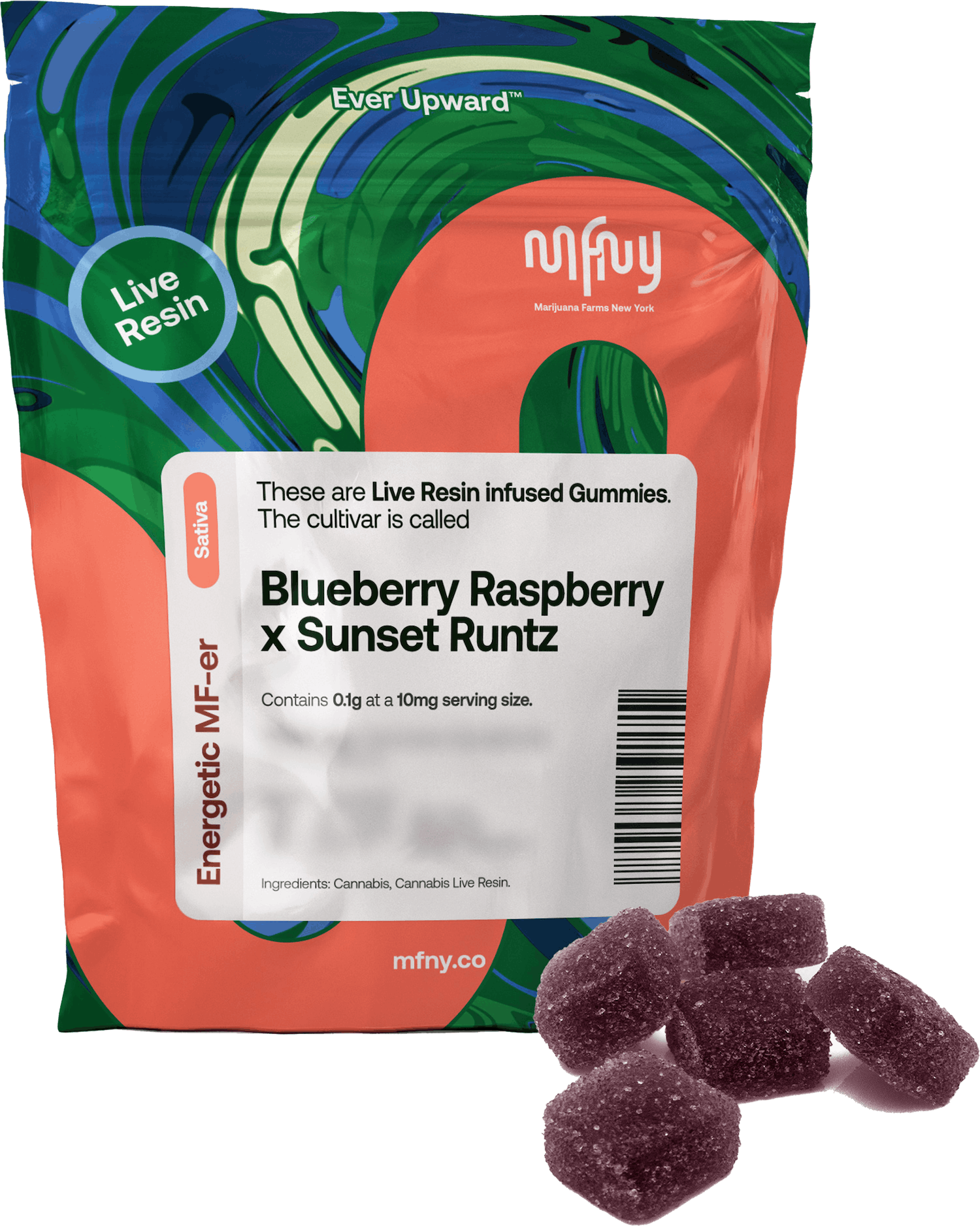 MFNY | Gummy | 10pk | 100mg | Live Resin Blueberry Raz x Sunset Runtz