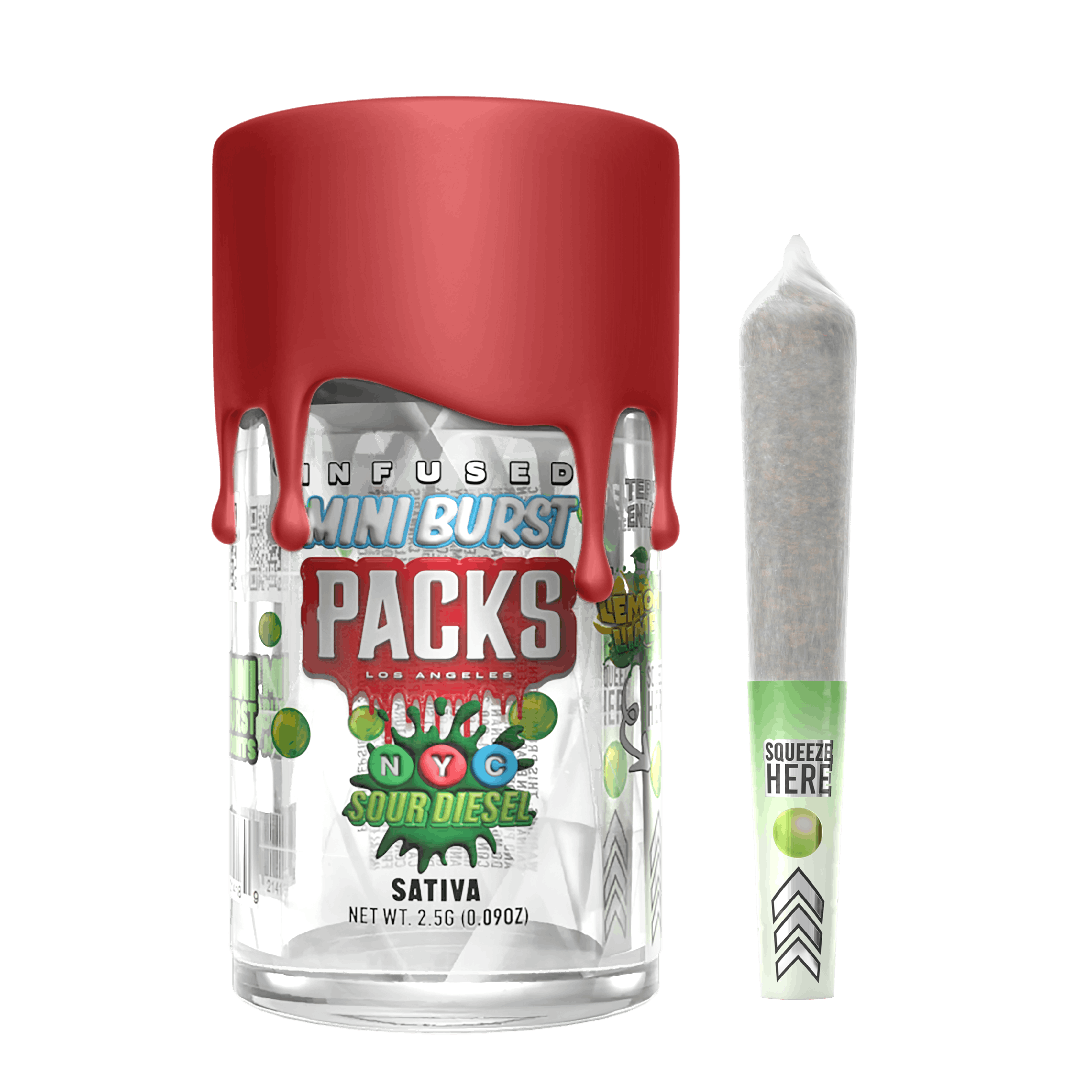 Packs | Preroll | 5pk | 2.5g | Infused Mini Burst NYC Sour Diesel