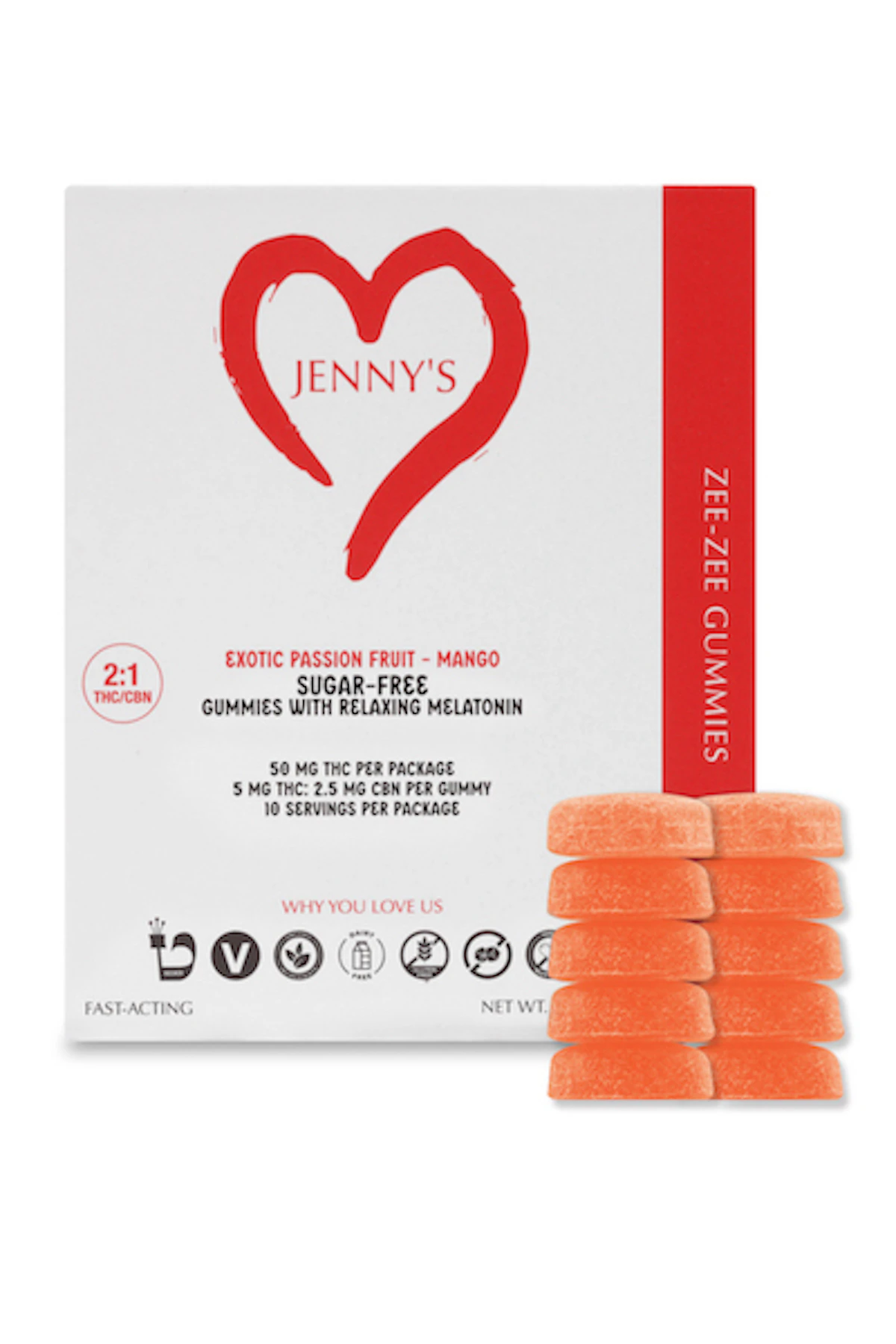 Jenny's | Zee-Zee Passionfruit-Mango Gummies | 50mg