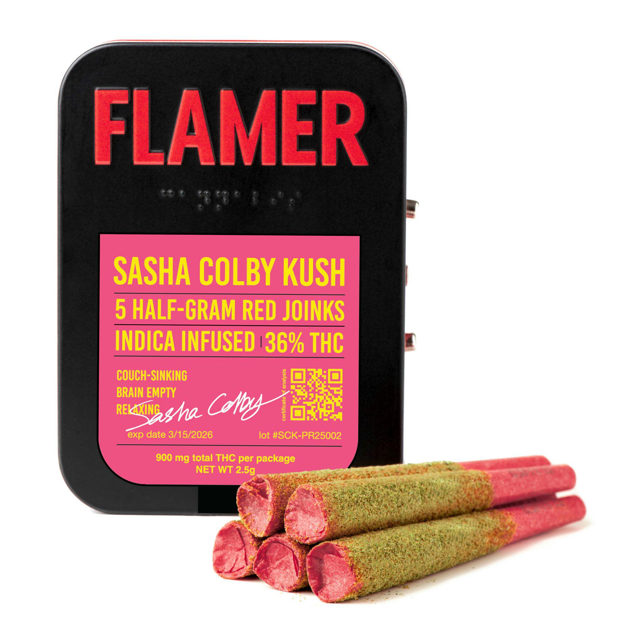 Flamer | Preroll | 5pk | 2.5g | Hash Infused Sasha Colby Kush