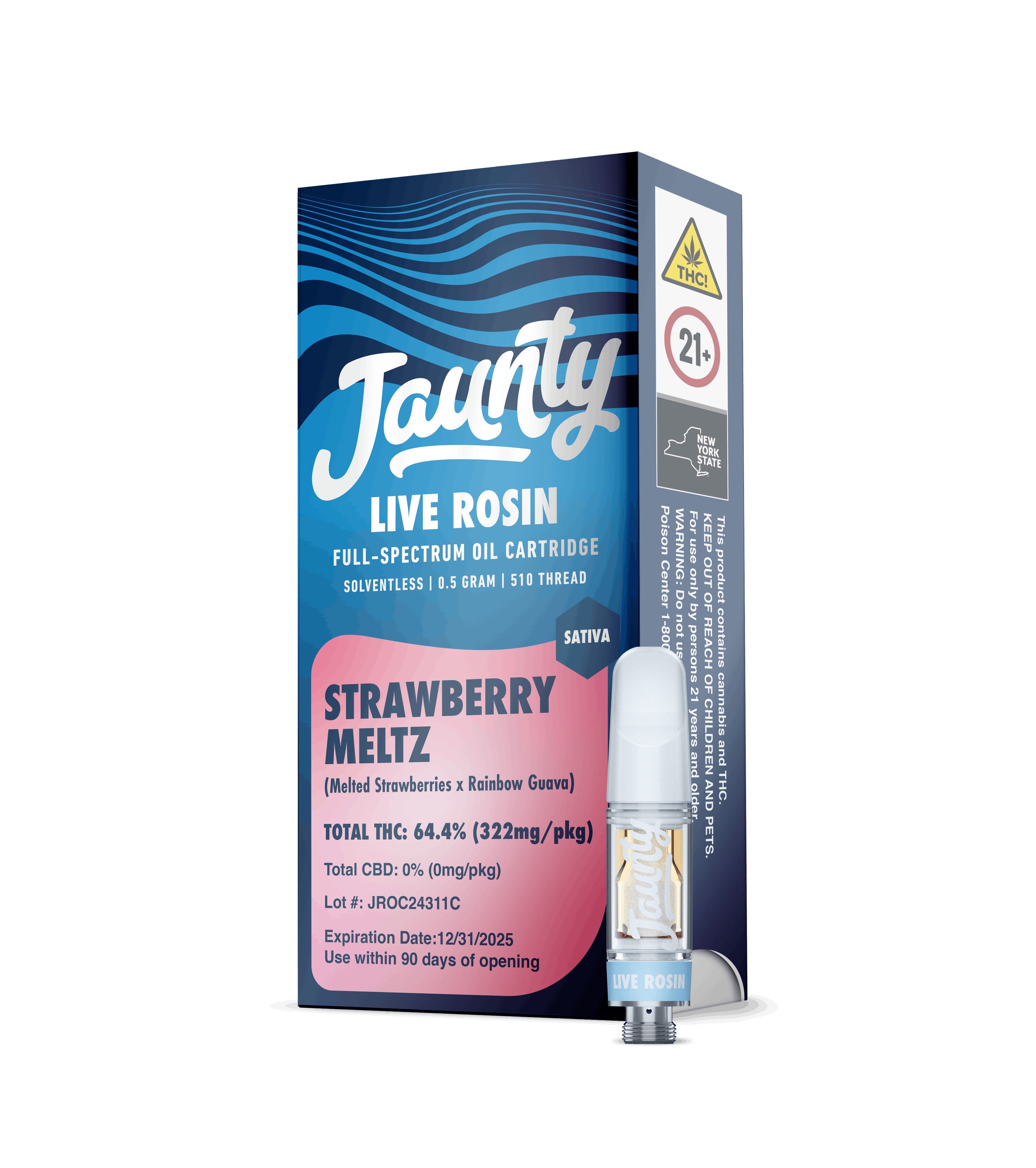 Jaunty | Vape | .5g Cart | Live Rosin Strawberry Meltz