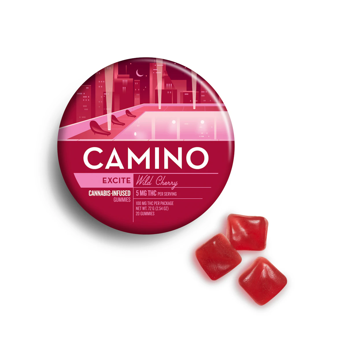 Camino | Wild Cherry Gummies | Excite | 100mg