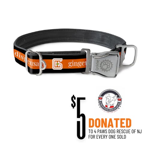 Dog Collar, Black/Orange, Large