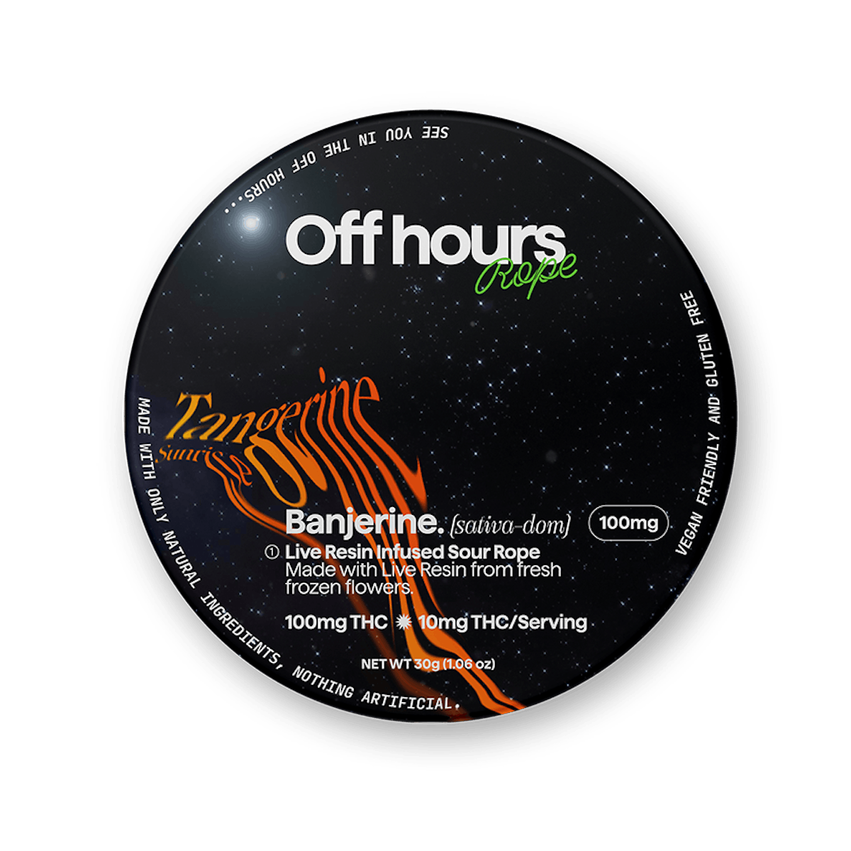 Off Hours | Gummy | 100mg | Live Resin Banjerine ‘Sour Tangerine Sunrise' Rope