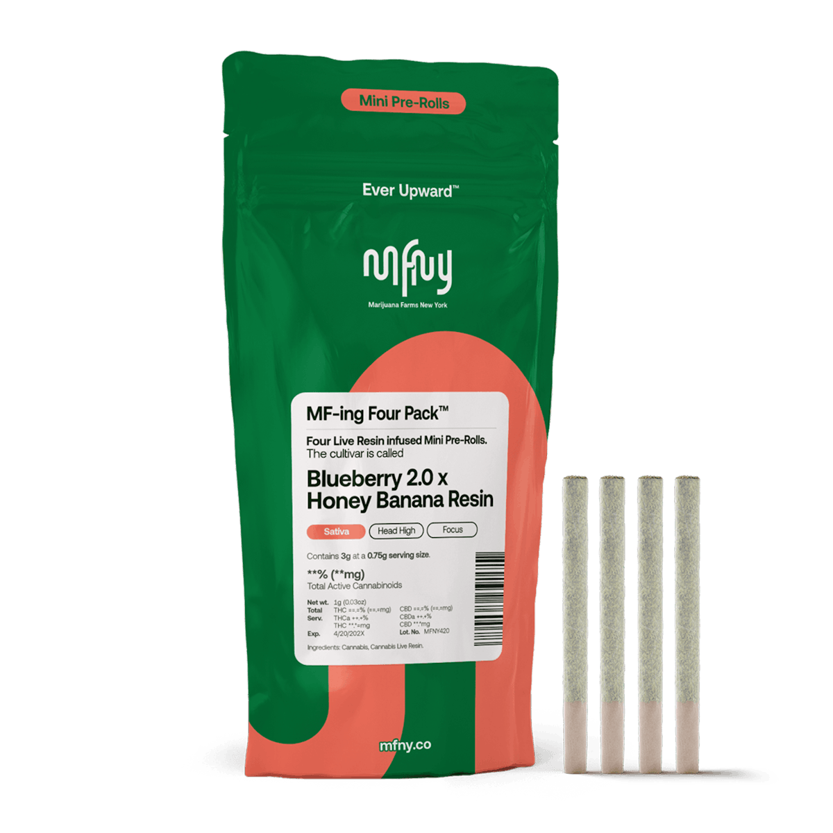 MFNY | Preroll | 4pk | 3g | Live Resin Infused Blueberry 2.0 x Honey Banana