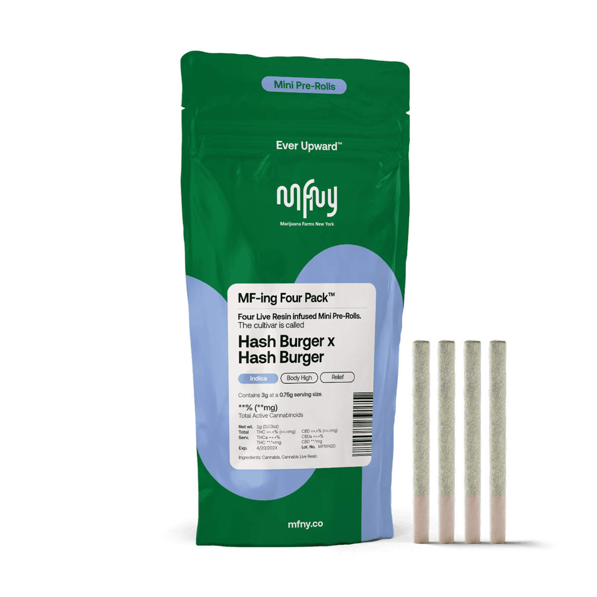 MFNY | Preroll | 4pk | 3g | Live Resin Infused Hash Burger x Hash Burger