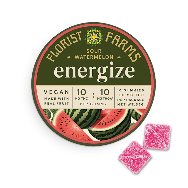 Florist Farms | Gummy | Energize Sour Watermelon THC:THCV | 10pk | 100mg