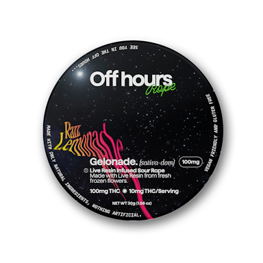 Off Hours | Gummy | 100mg | Live Resin Gelonade ‘Sour Razz Lemonade' Rope