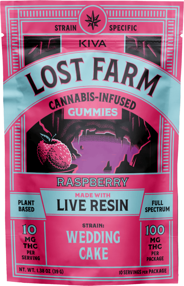Lost Farm | Gummy | 10pk | 100mg | Live Resin Raspberry x Wedding Cake