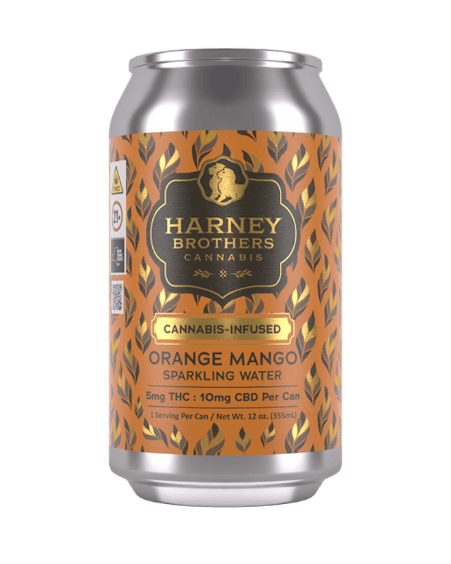 Harney Brothers | Beverage | 5mg THC : 10mg CBD | Orange Mango Sparkling Water