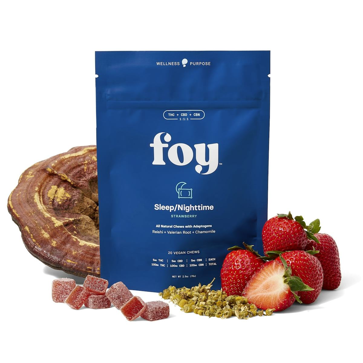 Foy | Gummy | 20pk | 100mg | Nighttime Strawberry with Adaptogens