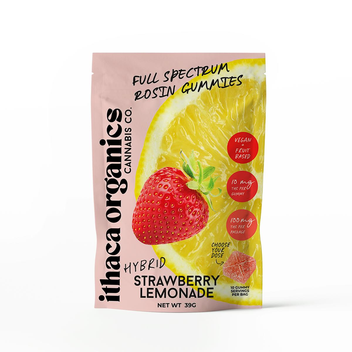 Ithaca Organics | Gummy | 10pk | 100mg | Rosin Strawberry Lemonade