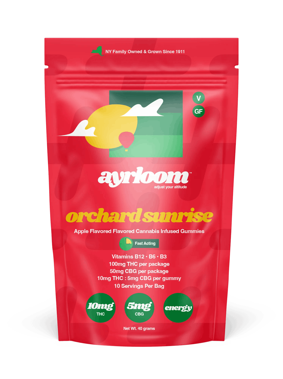 Ayrloom | Gummy | 10pk | 100mg | 2:1 (THC:CBG)  UP Orchard Sunrise