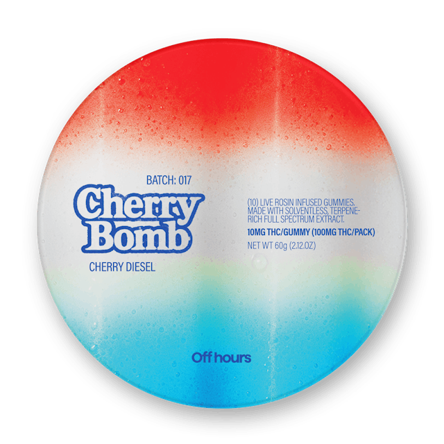 Off Hours | Gummy | 10pk | 100mg | Live Rosin Cherry Diesel "Cherry Bomb"