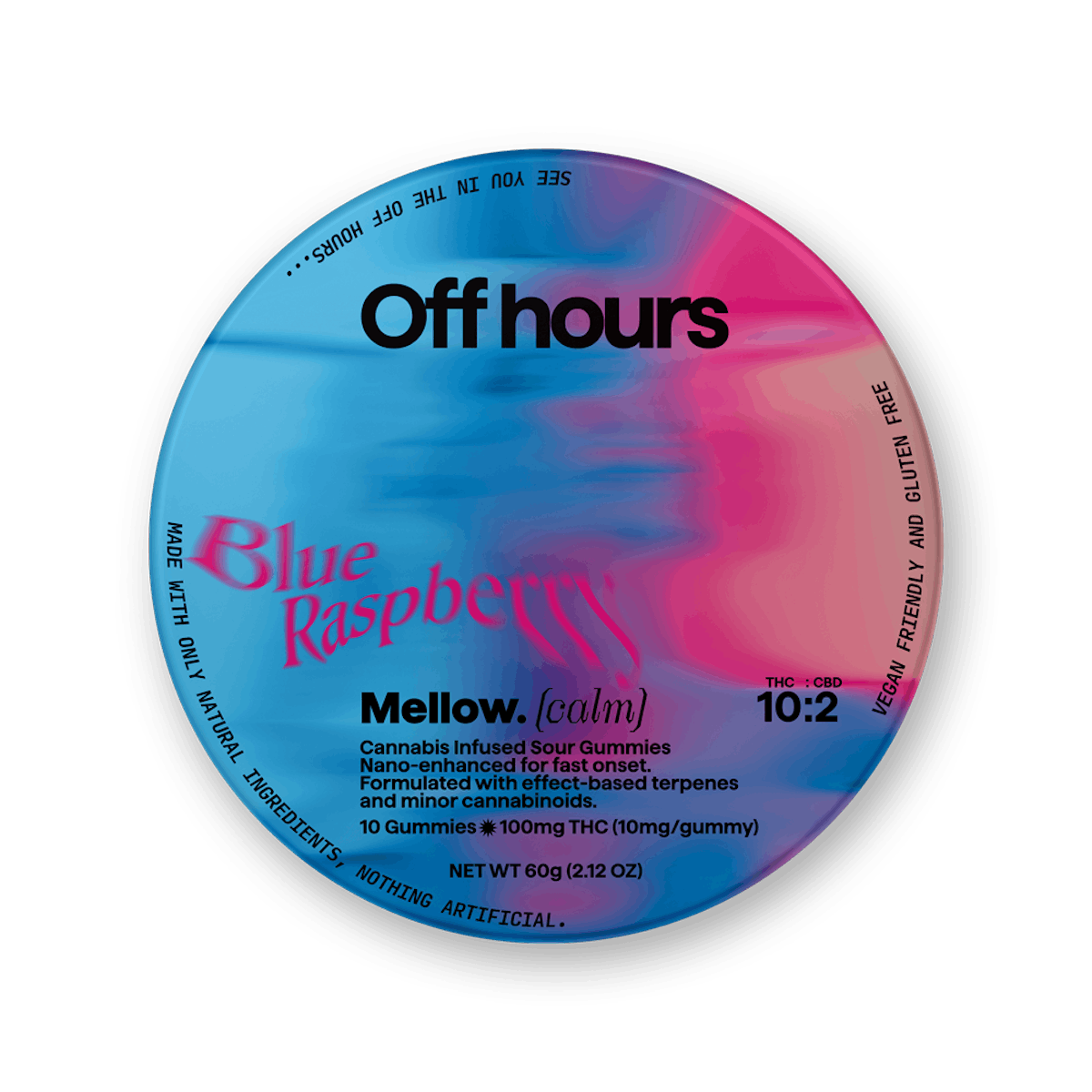 Off Hours | Gummy | 10pk | 100mg | MELLOW Blue Raspberry (THC:CBD:CBN)