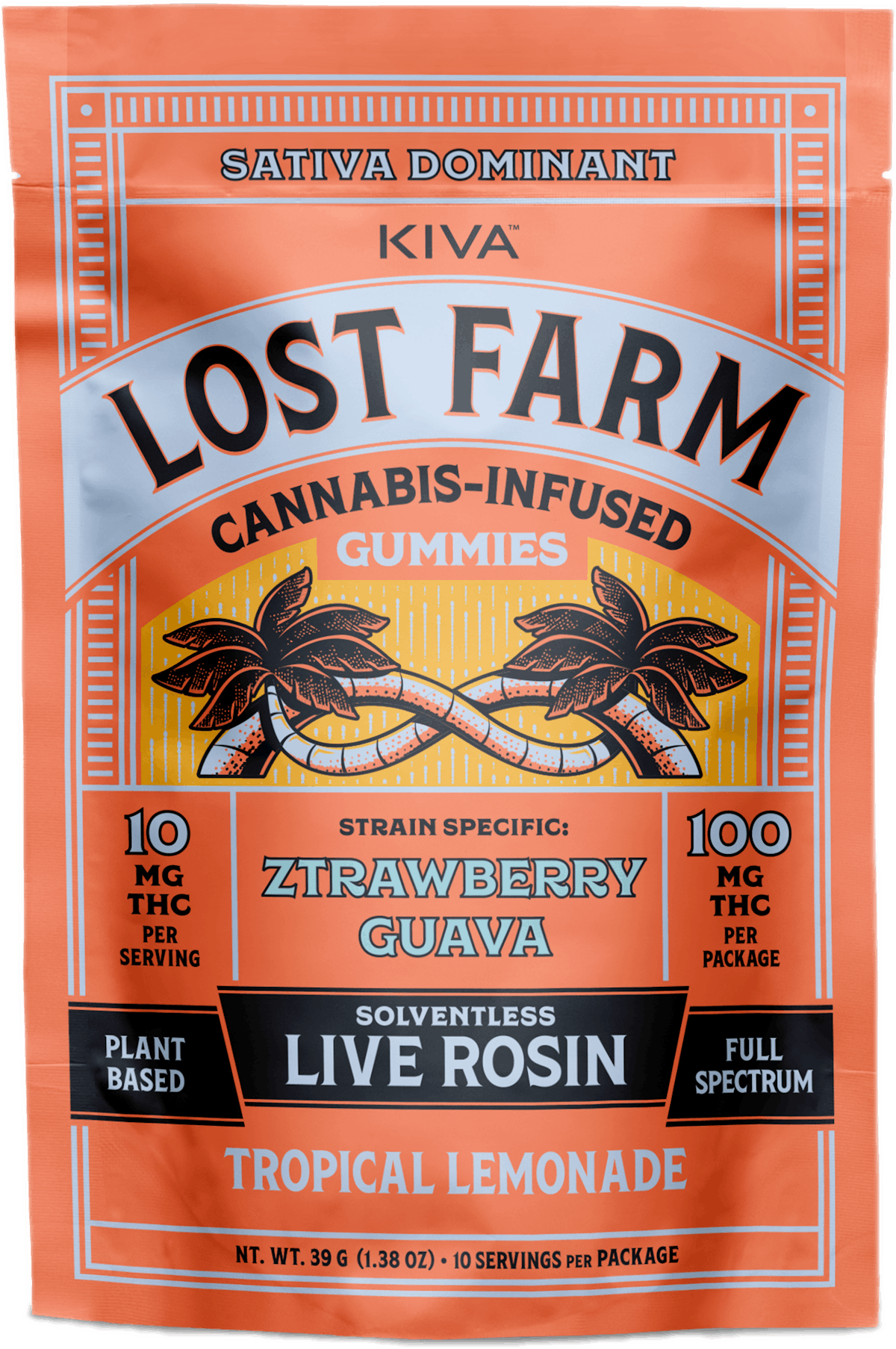 Lost Farm | Gummy | 10pk | 100mg | Live Rosin Ztrawberry Guava x Tropical Lemonade