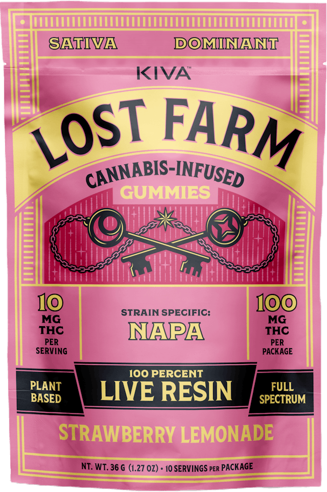 Lost Farm | Gummy | 10pk | 100mg | Live Resin Napa x Strawberry Lemonade