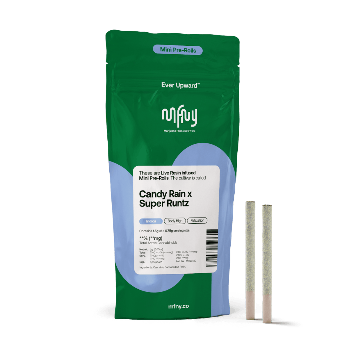 MFNY | Preroll | 2pk | 1.5g | Live Resin Infused Candy Rain x Super Runtz