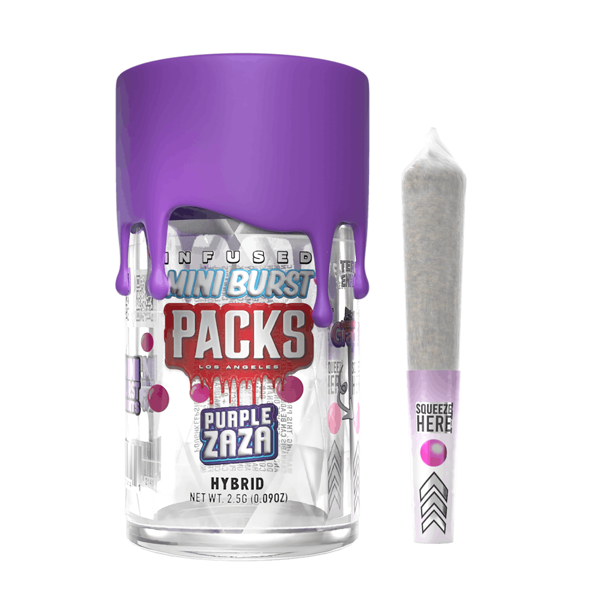 Packs | Preroll | 5pk | 2.5g | Infused Mini Burst Purple Zaza