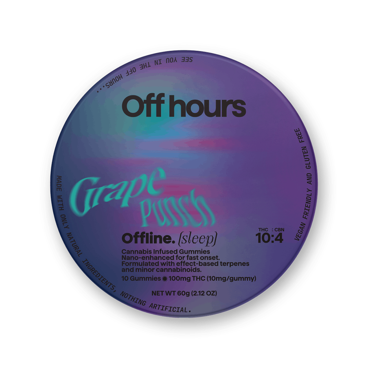 Off Hours | Gummy | 10pk | 100mg | OFFLINE Grape Punch (THC:CBN:CBD)