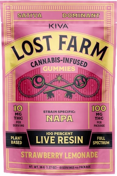 Lost Farm | Gummy | 10pk | 100mg | Live Resin Napa x Strawberry Lemonade
