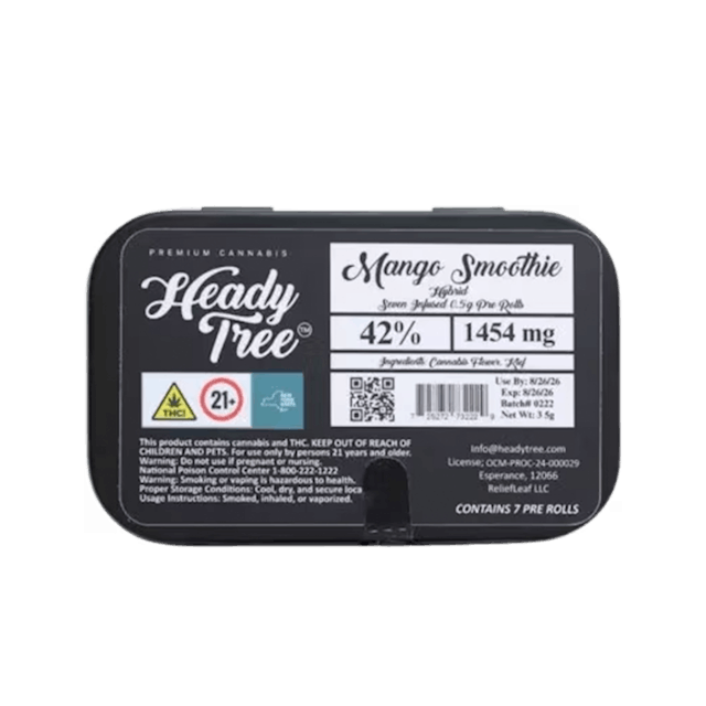 Heady Tree | Preroll | 7pk | 3.5g | Kief Infused Shorty’s Mango Smoothie