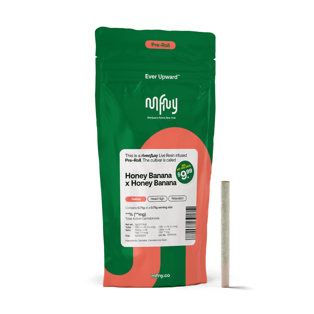 MFNY | Preroll | .75g | Live Resin Infused Honey Banana x Honey Banana