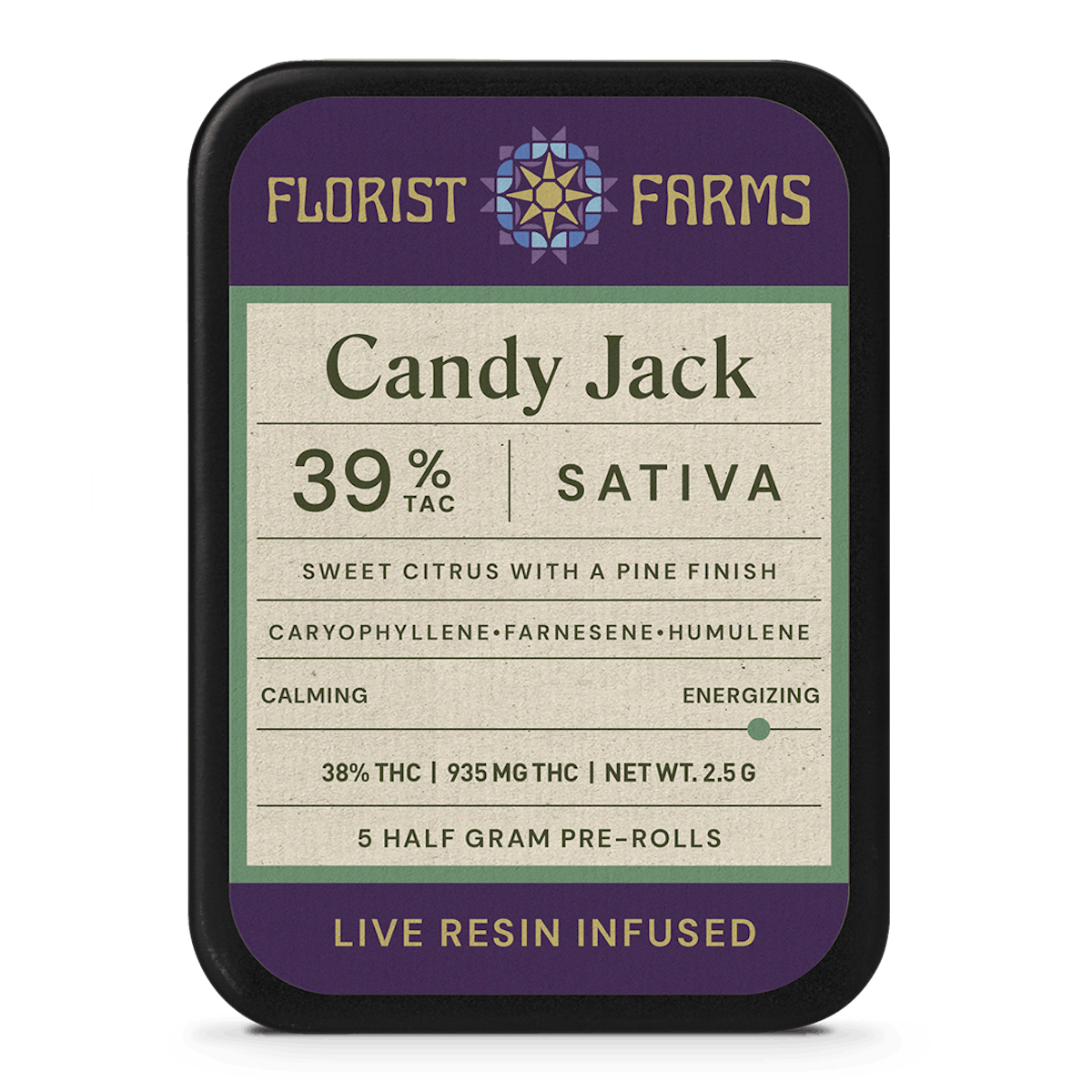 Florist Farms | Preroll | 5pk | 2.5g | Live Resin Infused Candy Jack