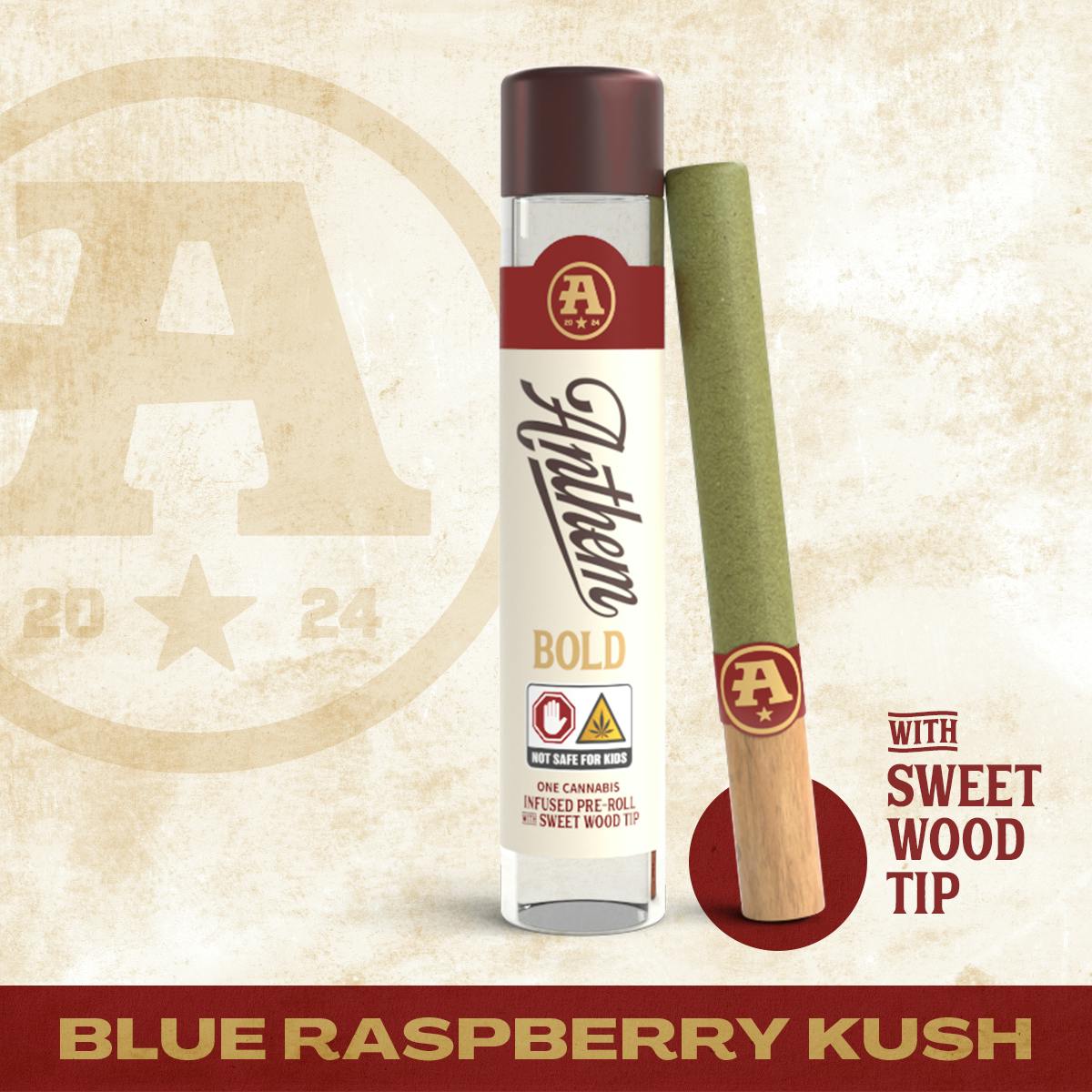 Blue Raspberry Kush I  I Wood Tip Infused Pre Roll I Anthem BOLD