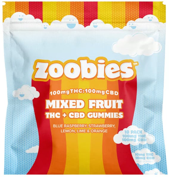 Zoobies - Mixed Fruit Soft Chews 1:1 THC:CBD - 10pk