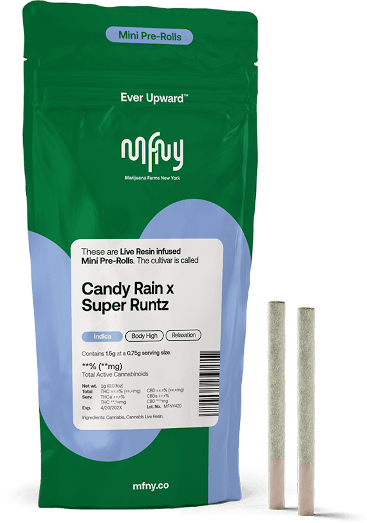 MFNY | Preroll | 2pk | 1.5g | Live Resin Infused Candy Rain x Super Runtz