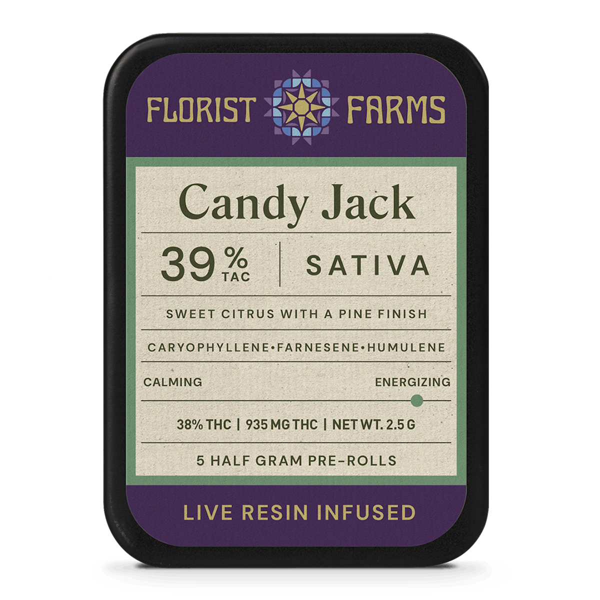 Florist Farms | Preroll | 5pk | 2.5g | Live Resin Infused Candy Jack