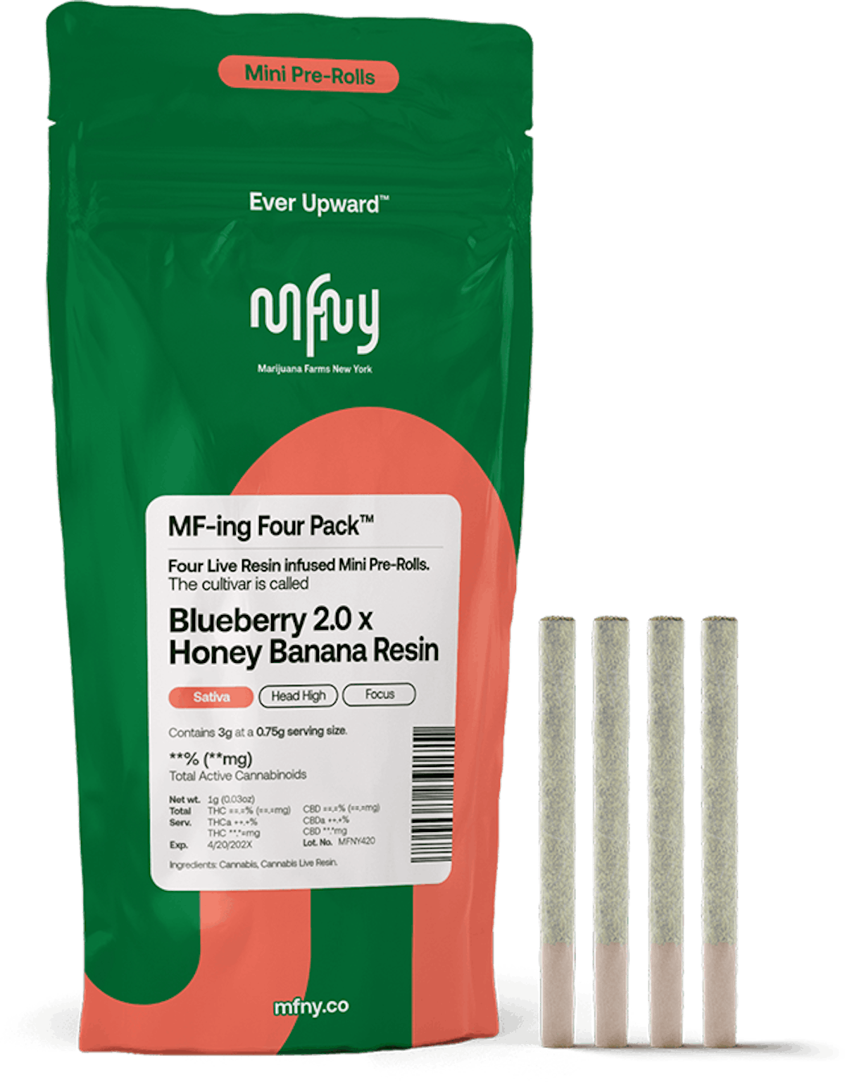 MFNY | Preroll | 4pk | 3g | Live Resin Infused Blueberry 2.0 x Honey Banana
