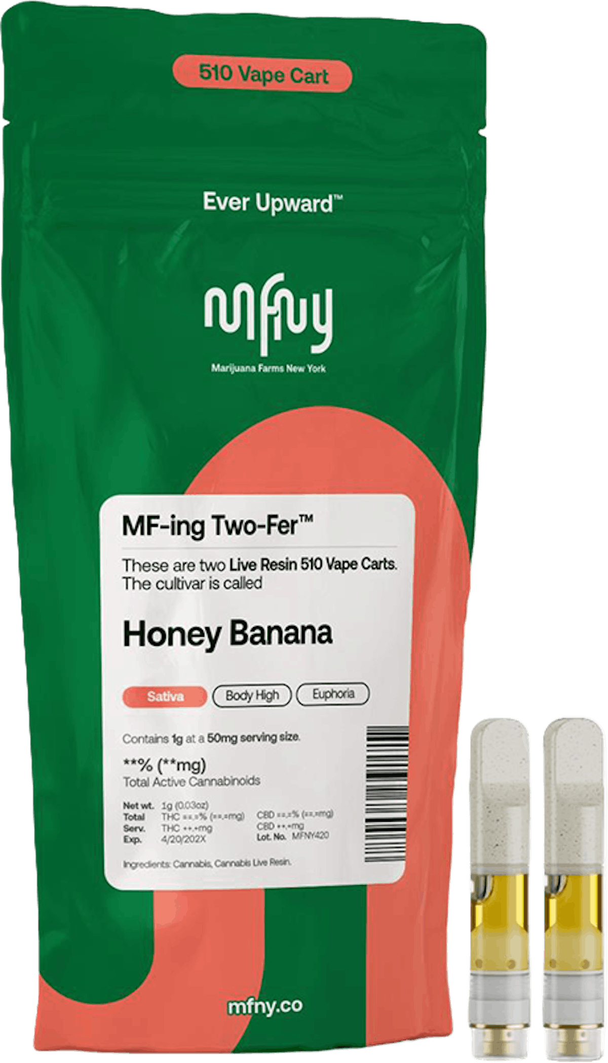 MFNY | Vape | 2pk .5g Cart | Live Resin Honey Banana
