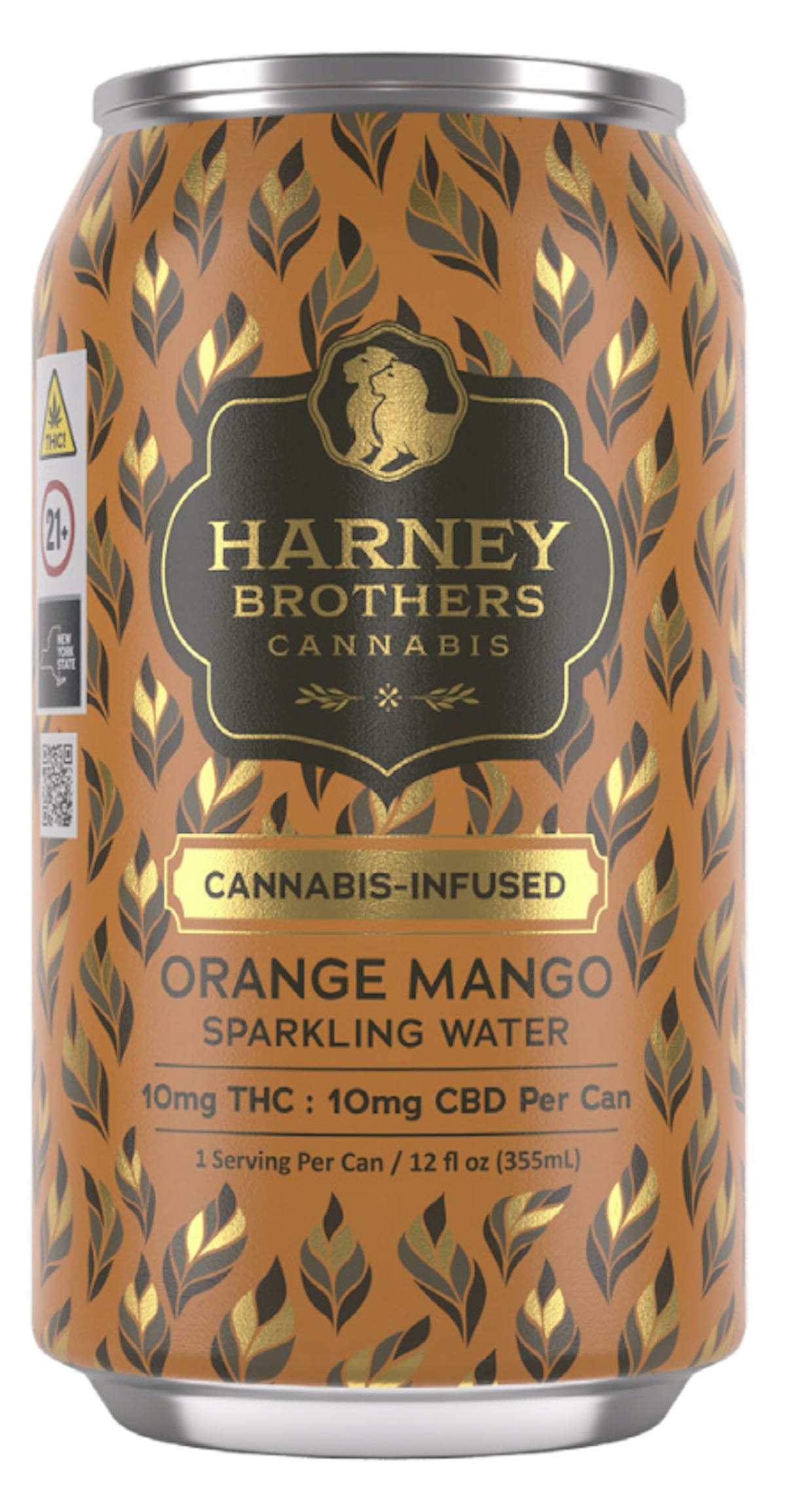 Harney Brothers | Beverage | 10mg THC : 10mg CBD | Orange Mango Sparkling Water