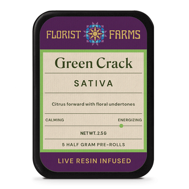 Florist Farms | Preroll | 5pk | 2.5g | Live Resin Infused Green Crack