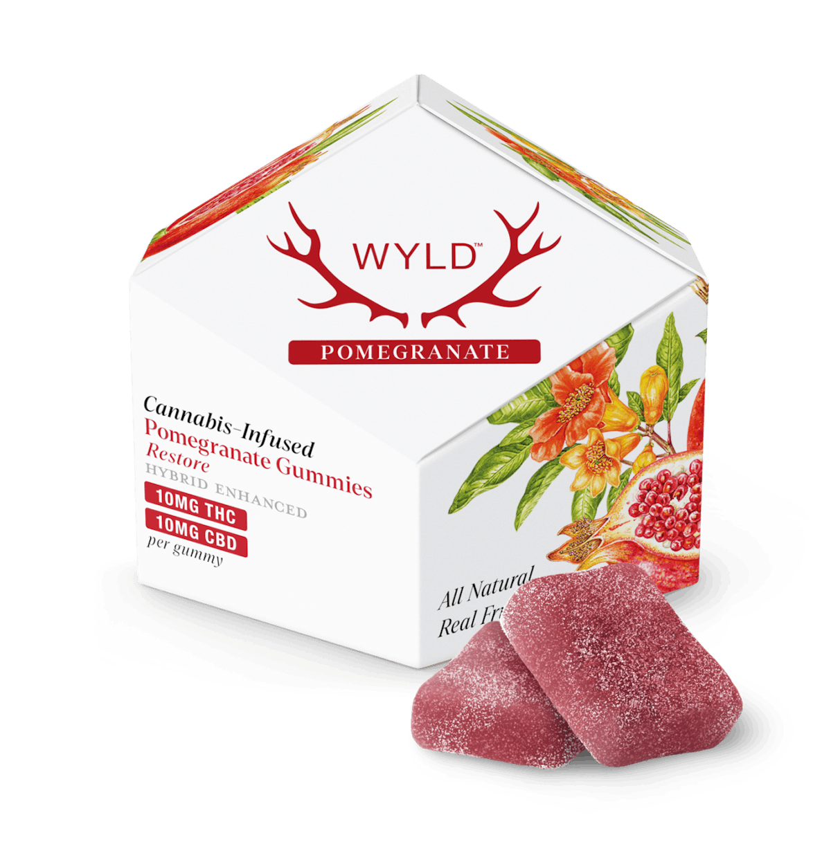 WYLD | Gummy | 10pk | 100mg | Restore Pomegranate 1:1 (THC:CBD)