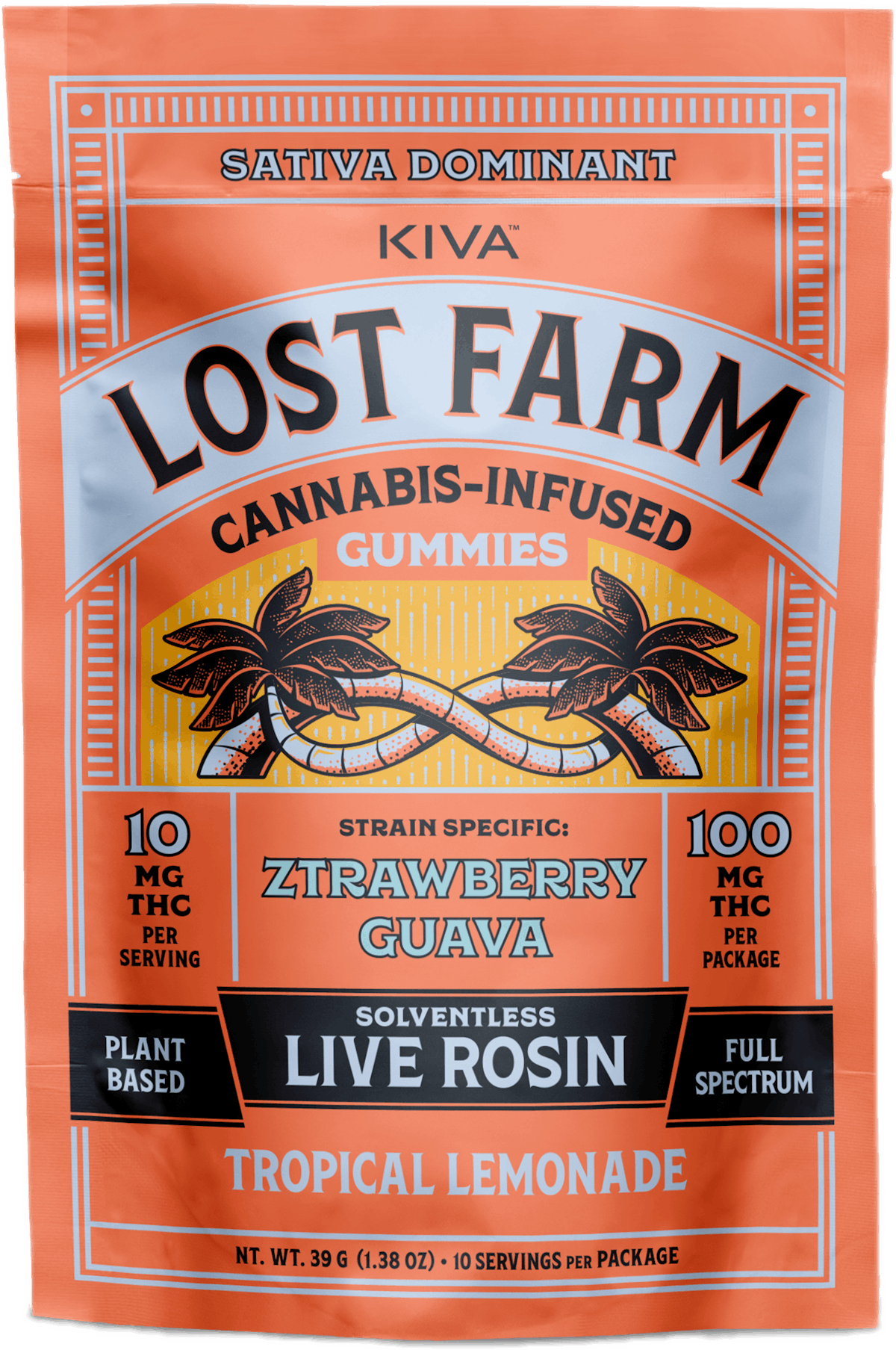 Lost Farm | Gummy | 10pk | 100mg | Live Rosin Ztrawberry Guava x Tropical Lemonade