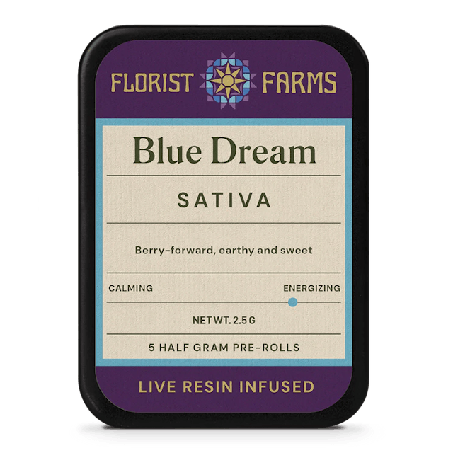 Florist Farms | Preroll | 5pk | 2.5g | Live Resin Infused Blue Dream