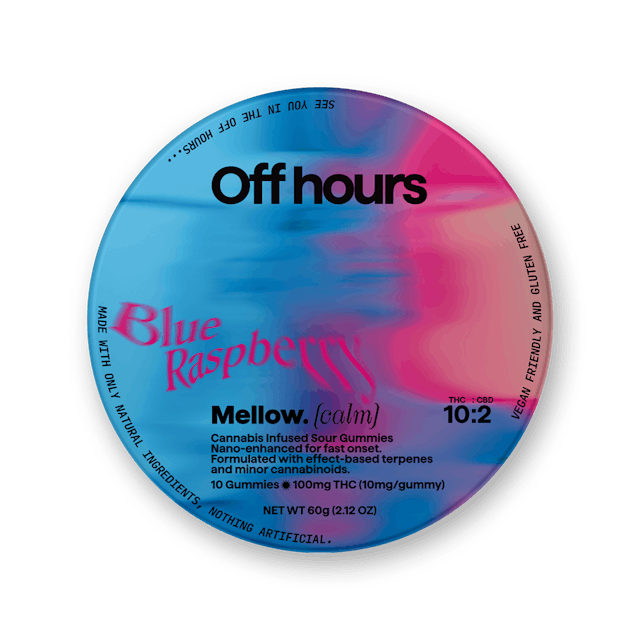 Off Hours | Gummy | 10pk | 100mg | MELLOW Blue Raspberry (THC:CBD:CBN)